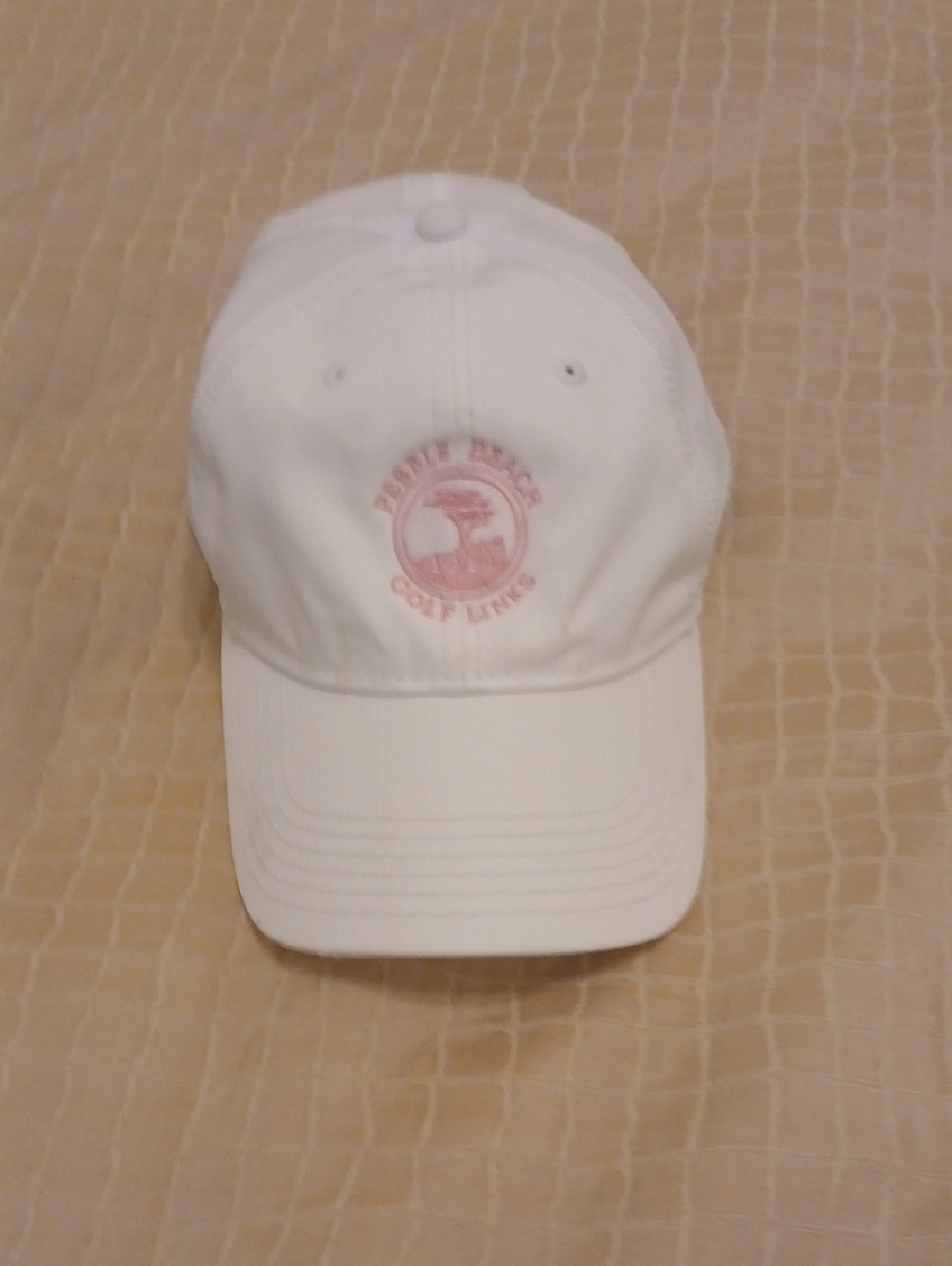 Pebble Beach Ladies White Baseball Cap with Pink Logo